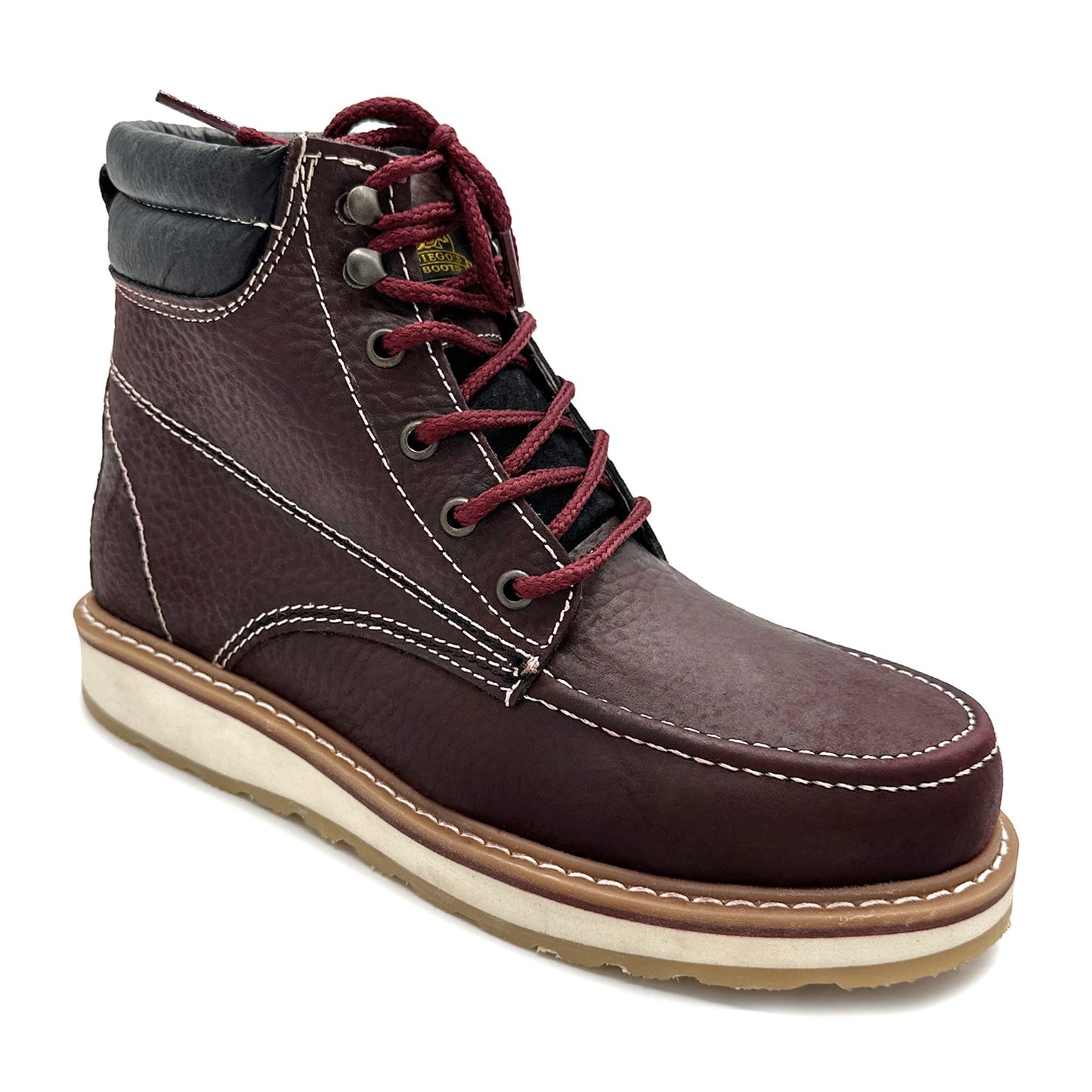 Men's Moc Toe Work Boots Soft Toe Genuine Leather Lightweight Construction Boot