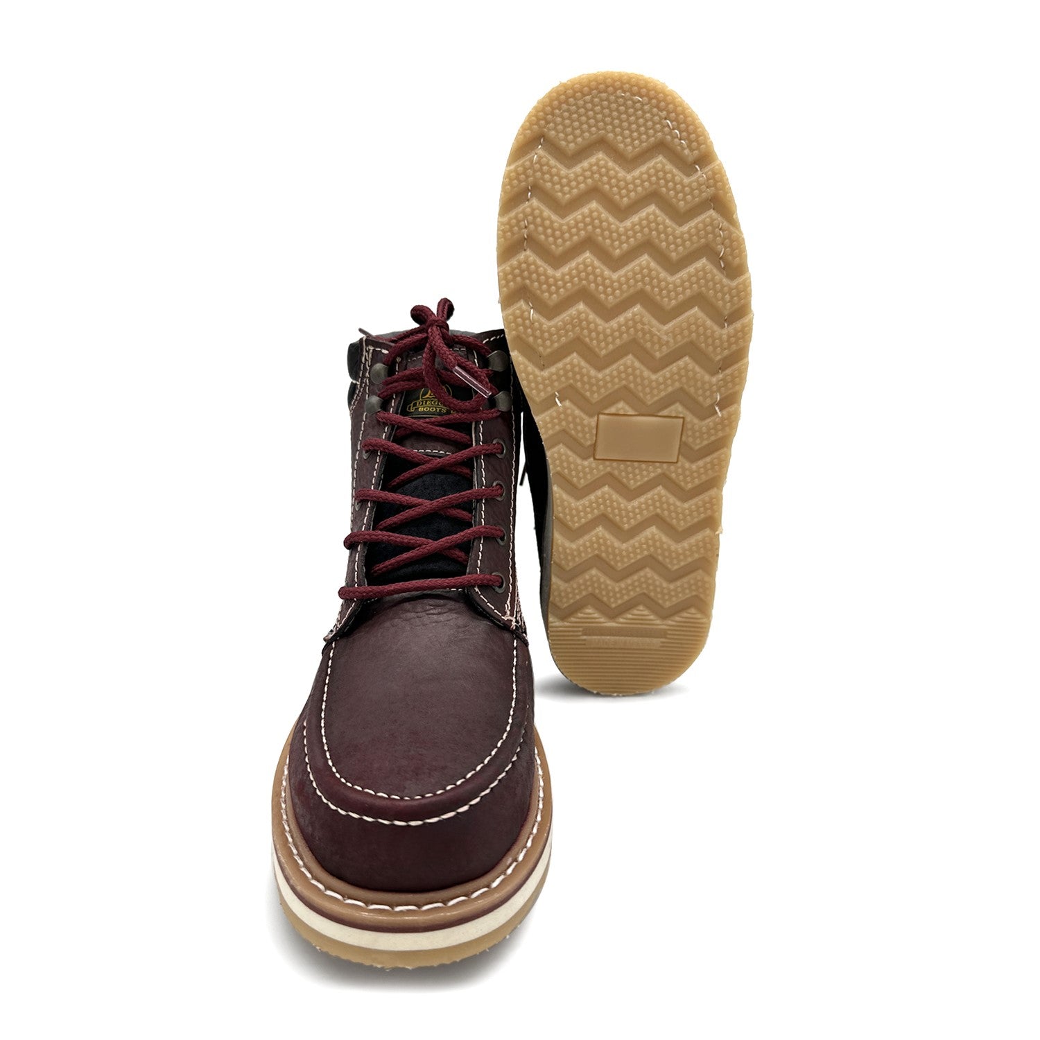 Men's Moc Toe Work Boots Soft Toe Genuine Leather Lightweight Construction Boot