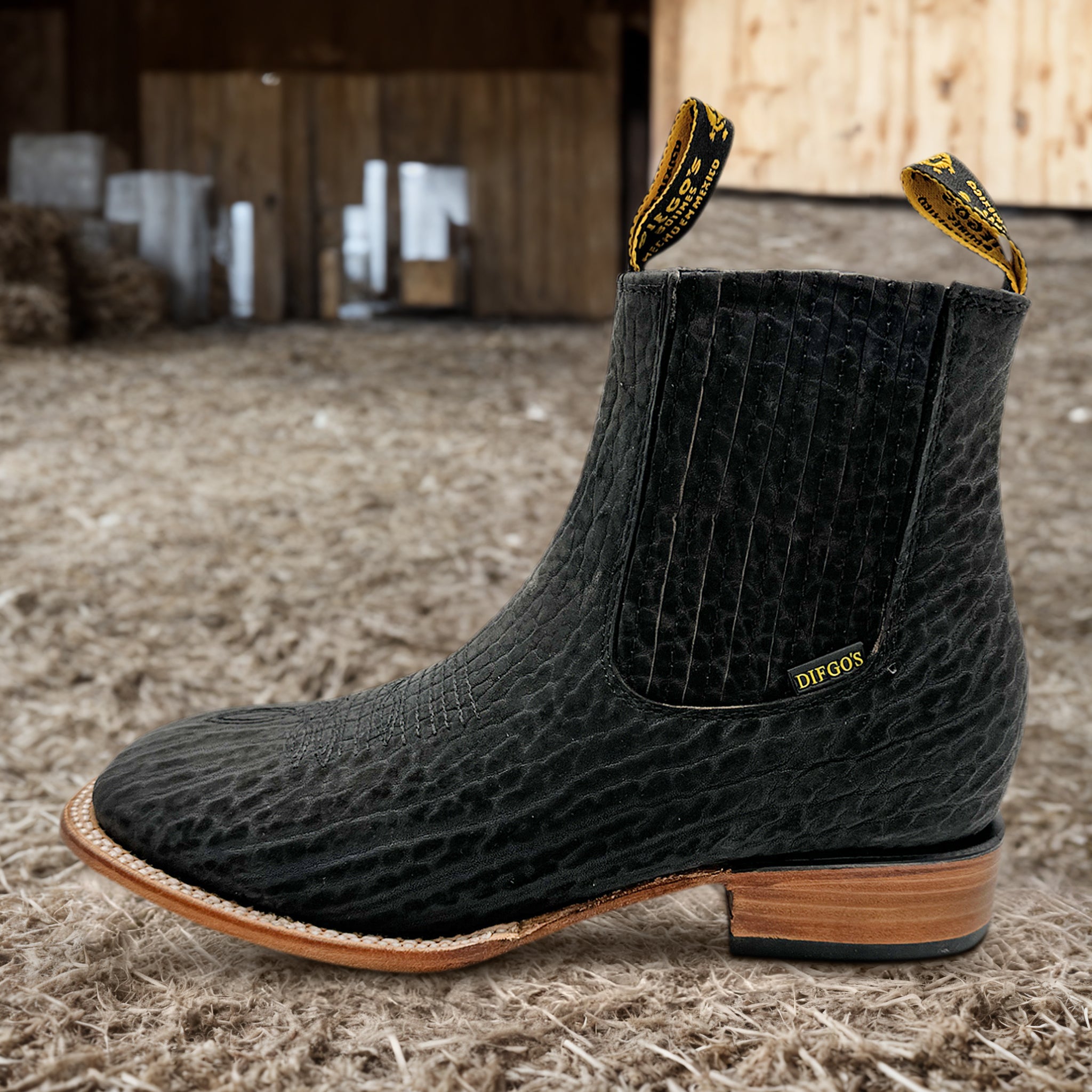 Men's Square Toe Ankle Western Cowboy Boot Dress Ankle Chelsea Boots