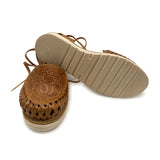 WOMEN’S LACE UP ENGRAVED LEATHER MEXICAN HUARACHE SANDAL