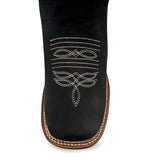 Womens Leather Square Toe Embroidered Western Boot