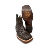 Men's Leather Short Ankle Embossed Python Print Cowboy Boot