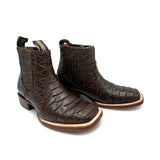 Men's Leather Short Ankle Embossed Python Print Cowboy Boot