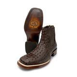 Mens Leather Short Ankle Cowboy Boot With Embossed Crocodile Print