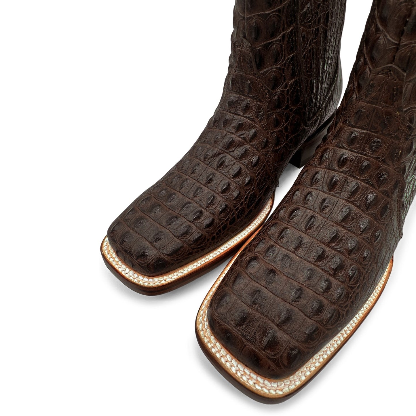 Men's Leather Short Ankle Cowboy Boot With Embossed Crocodile Print