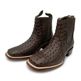 Mens Leather Short Ankle Cowboy Boot With Embossed Crocodile Print