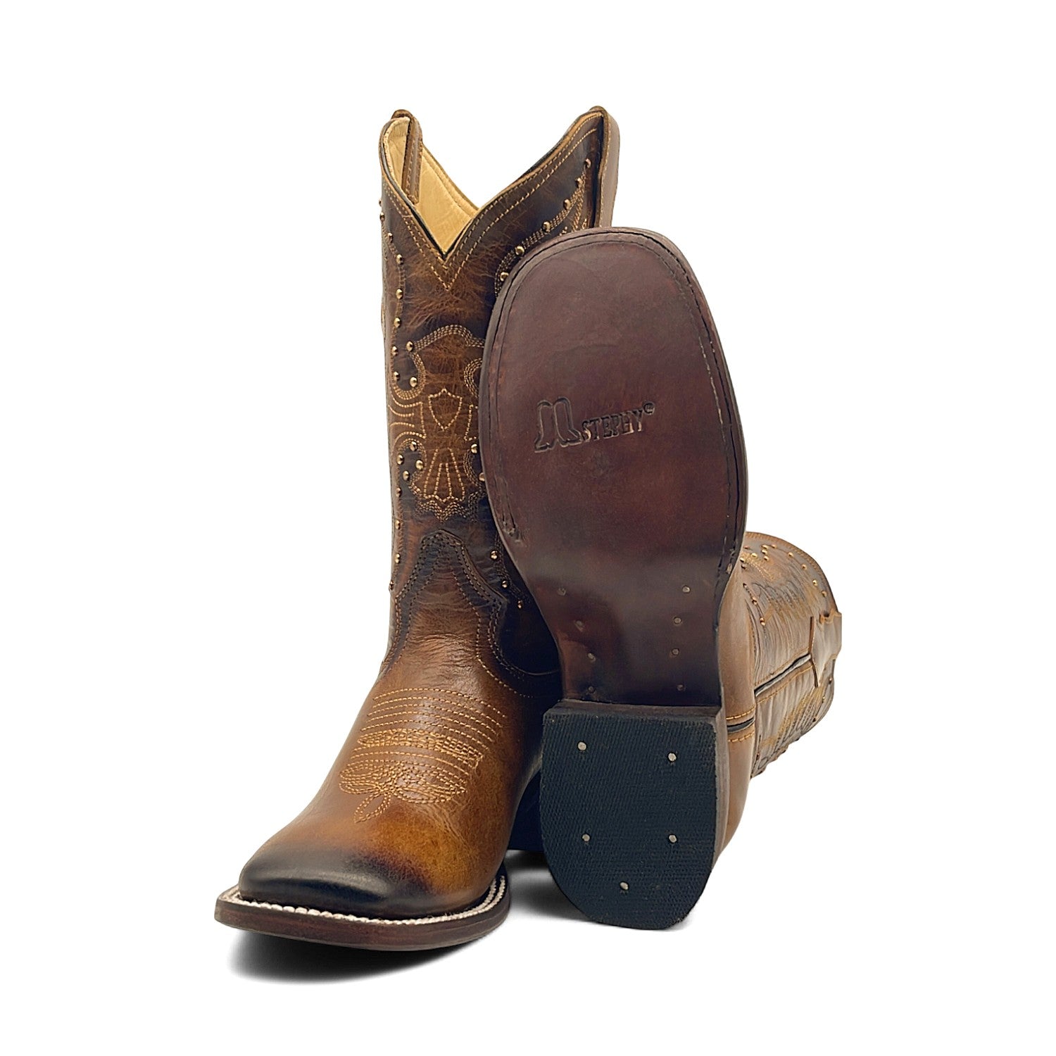 Women's Square Toe Western Leather Boots Midcalf Cowboy Boots