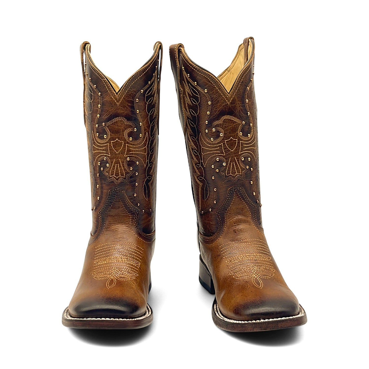 Women's Square Toe Western Leather Boots Midcalf Cowboy Boots