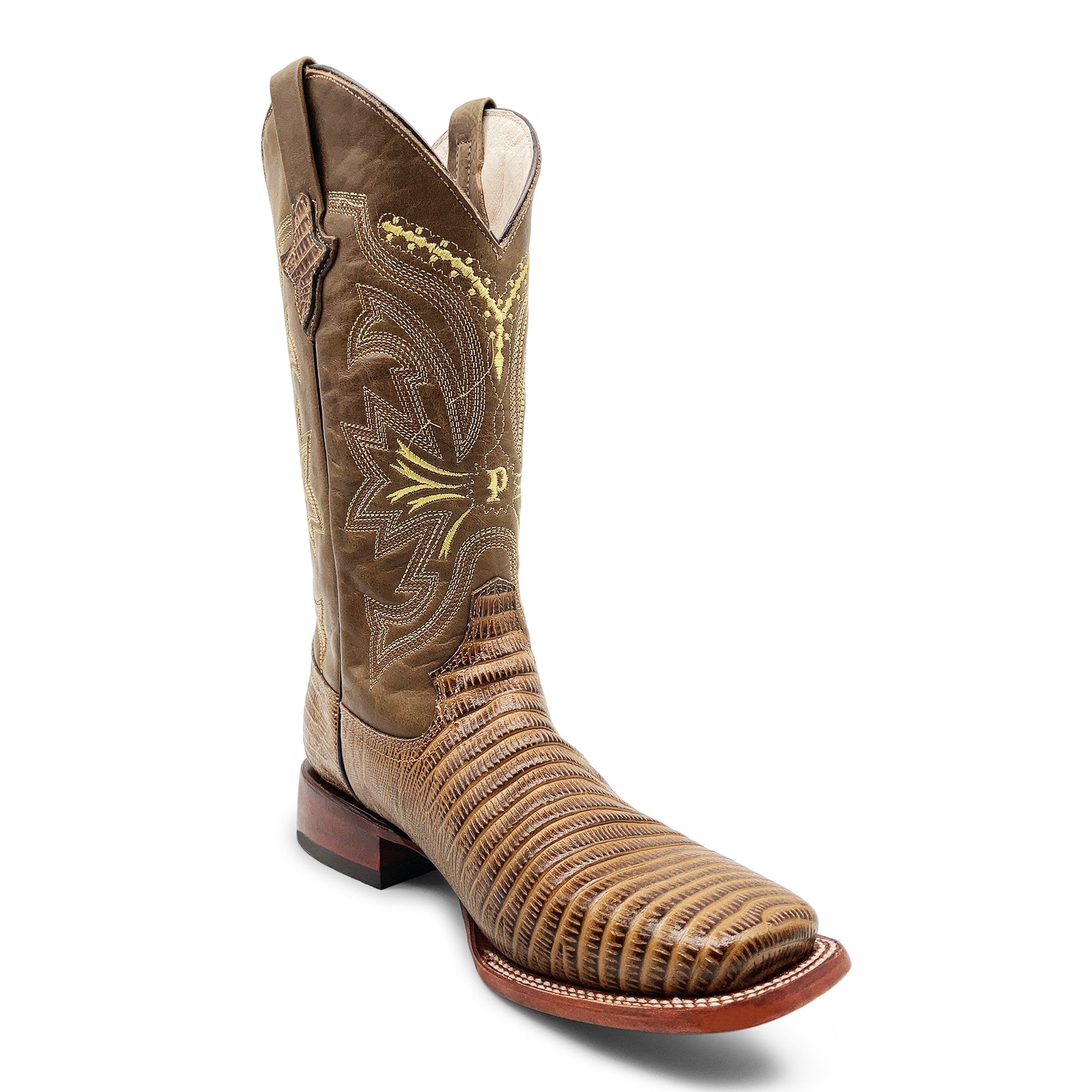 Men’s Leather Lizard Print Western Cowboy Boots Square Toe
