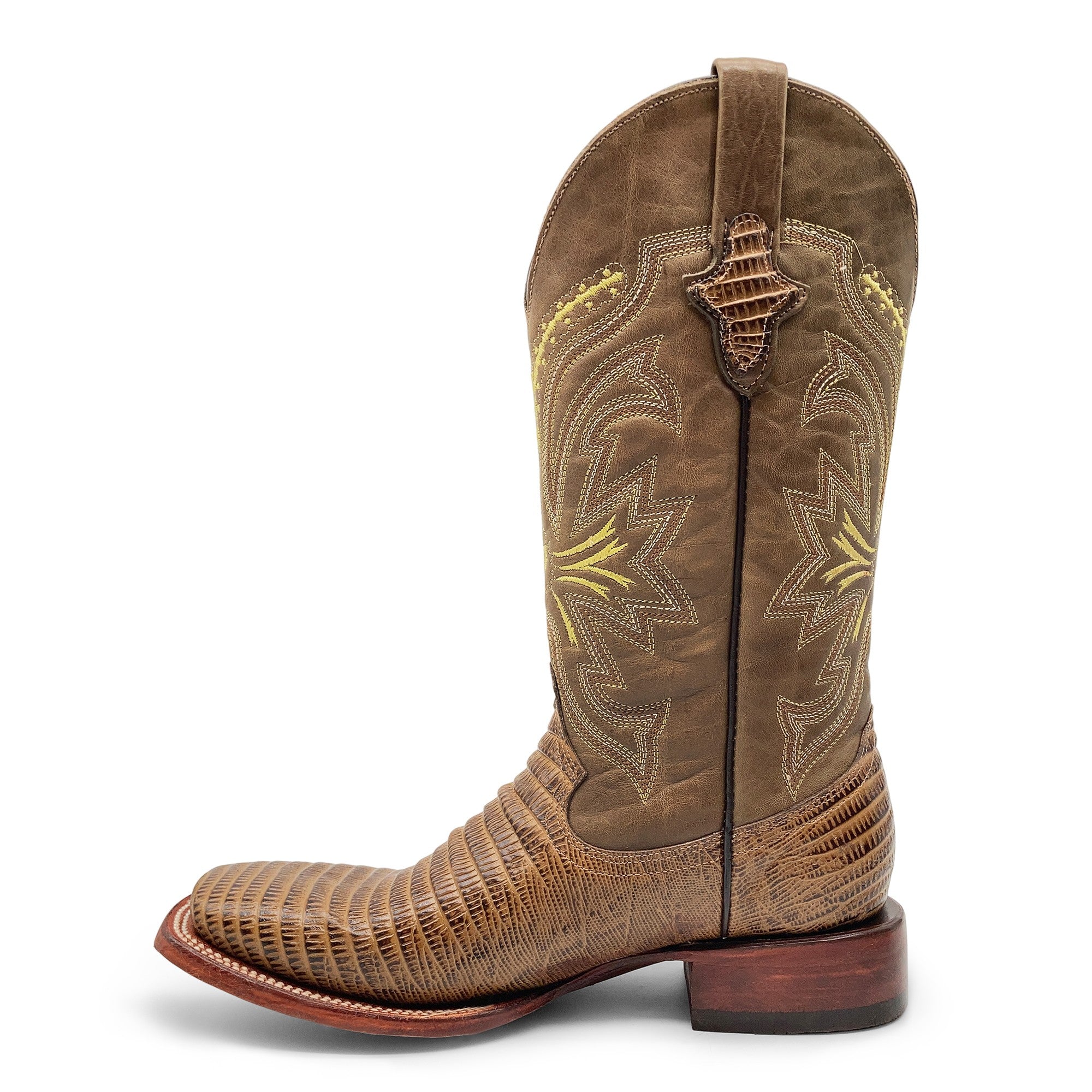 Men’s Leather Lizard Print Western Cowboy Boots Square Toe