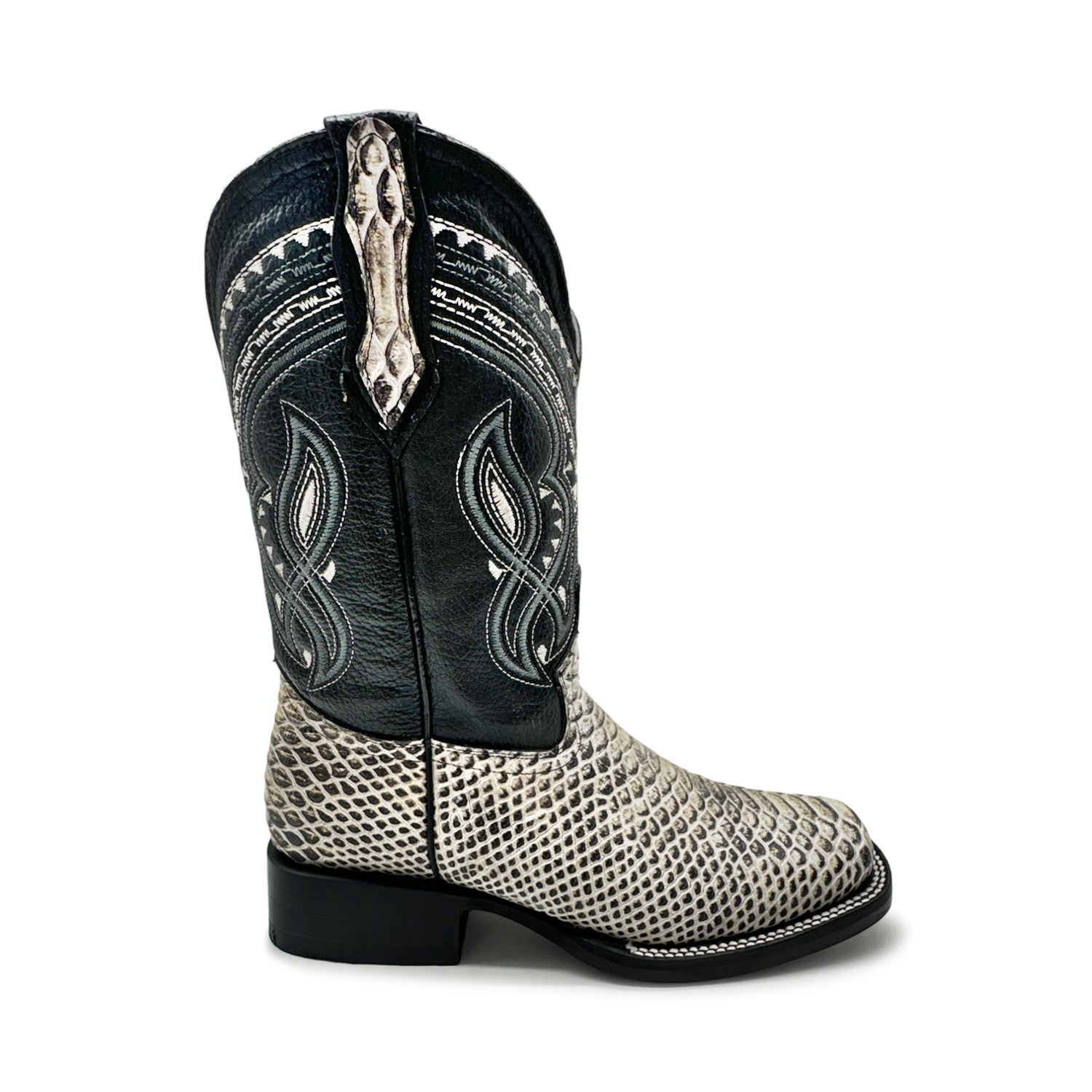 Men's Exotic Snakeskin Square Toe Phyton Print Genuine Leather Western Boots