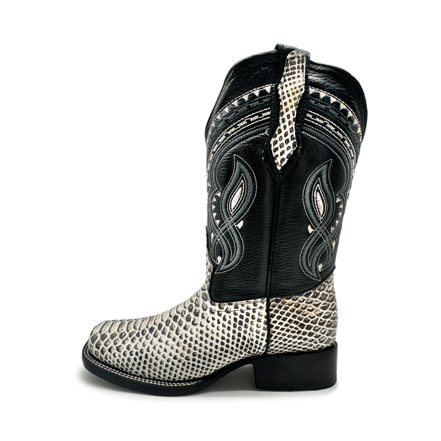 Men's Exotic Snakeskin Square Toe Phyton Print Genuine Leather Western Boots