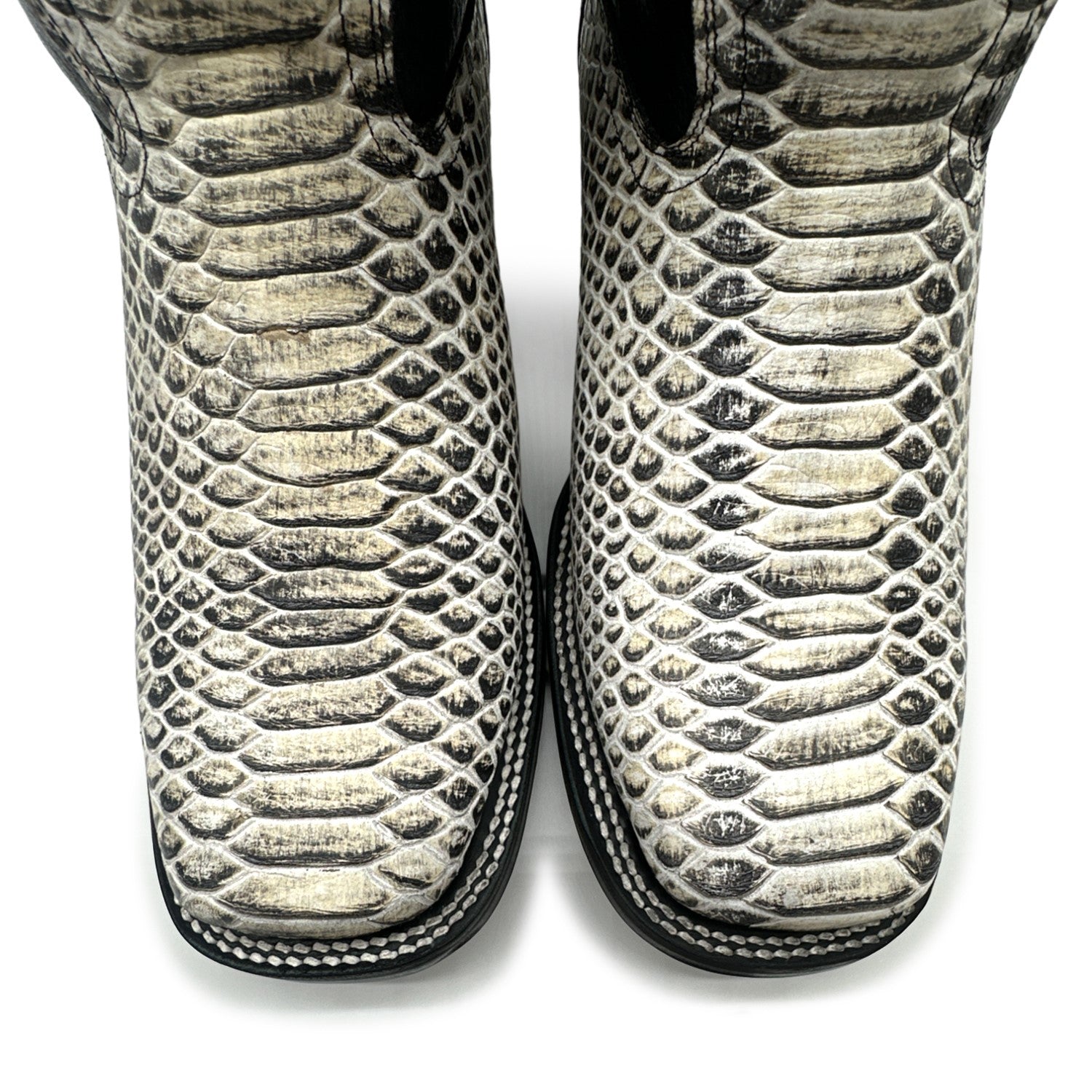 Men's Exotic Snakeskin Square Toe Phyton Print Genuine Leather Western Boots