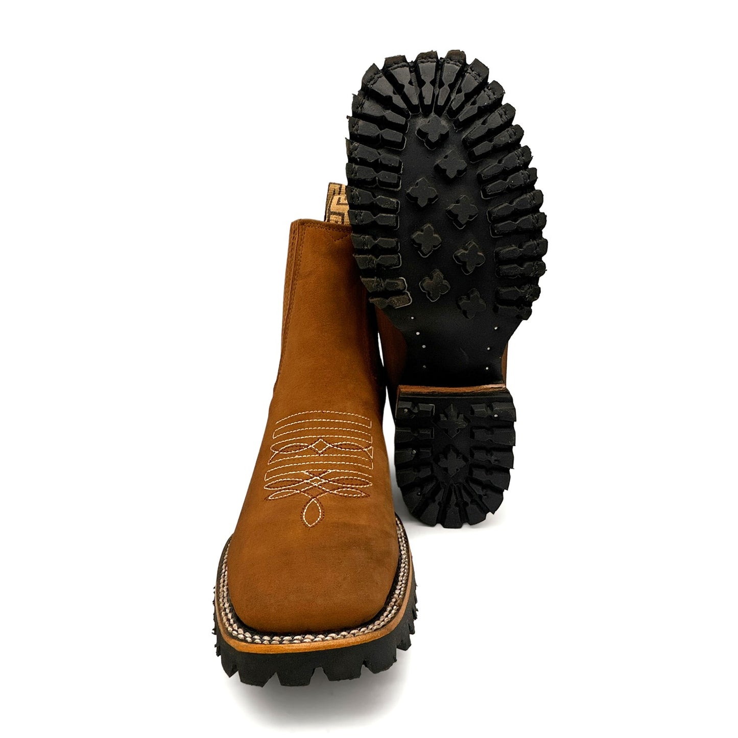 Men's Leather Square Toe Western Ankle Boot