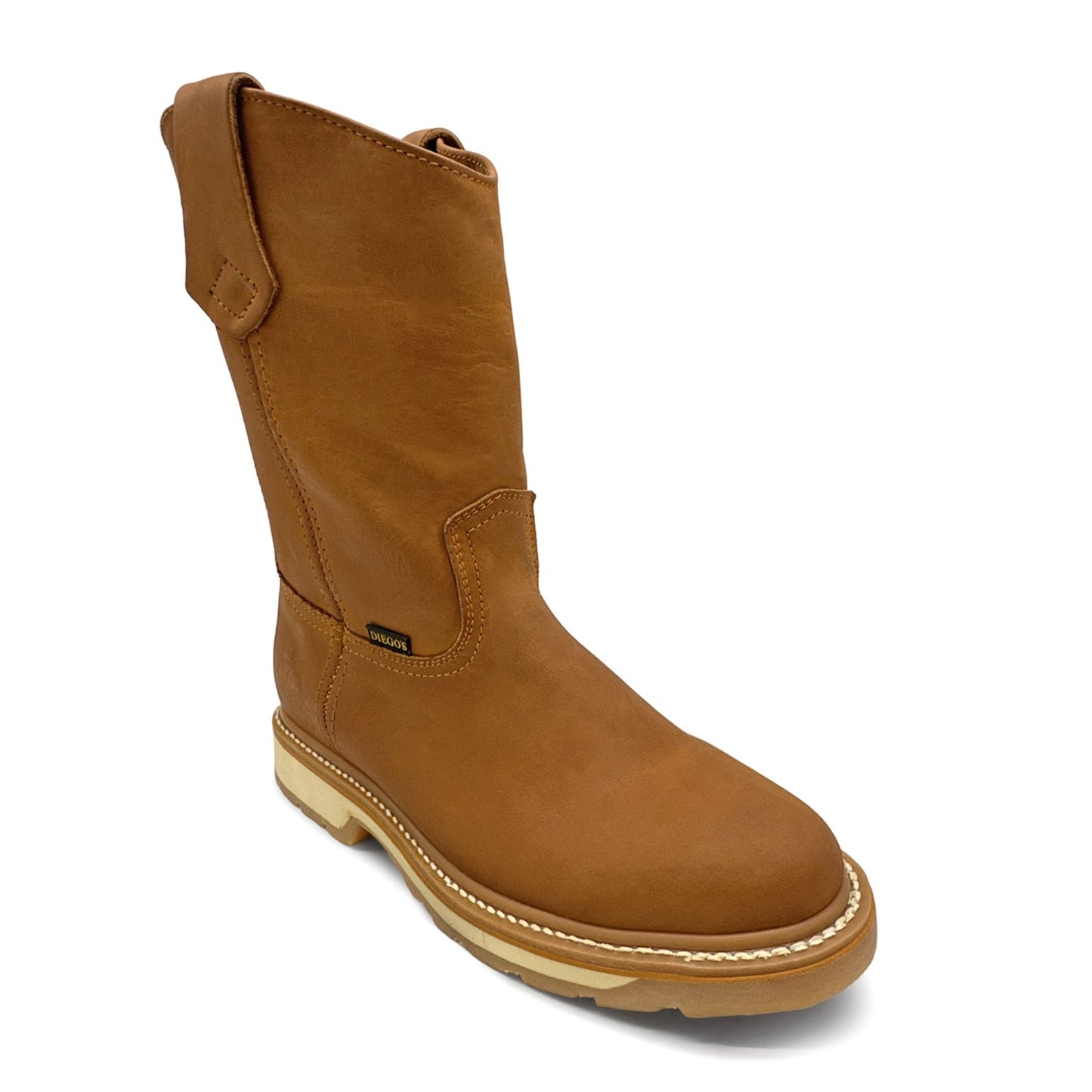 Men's Pull On Leather Mid-Calf Soft Toe Work Boot