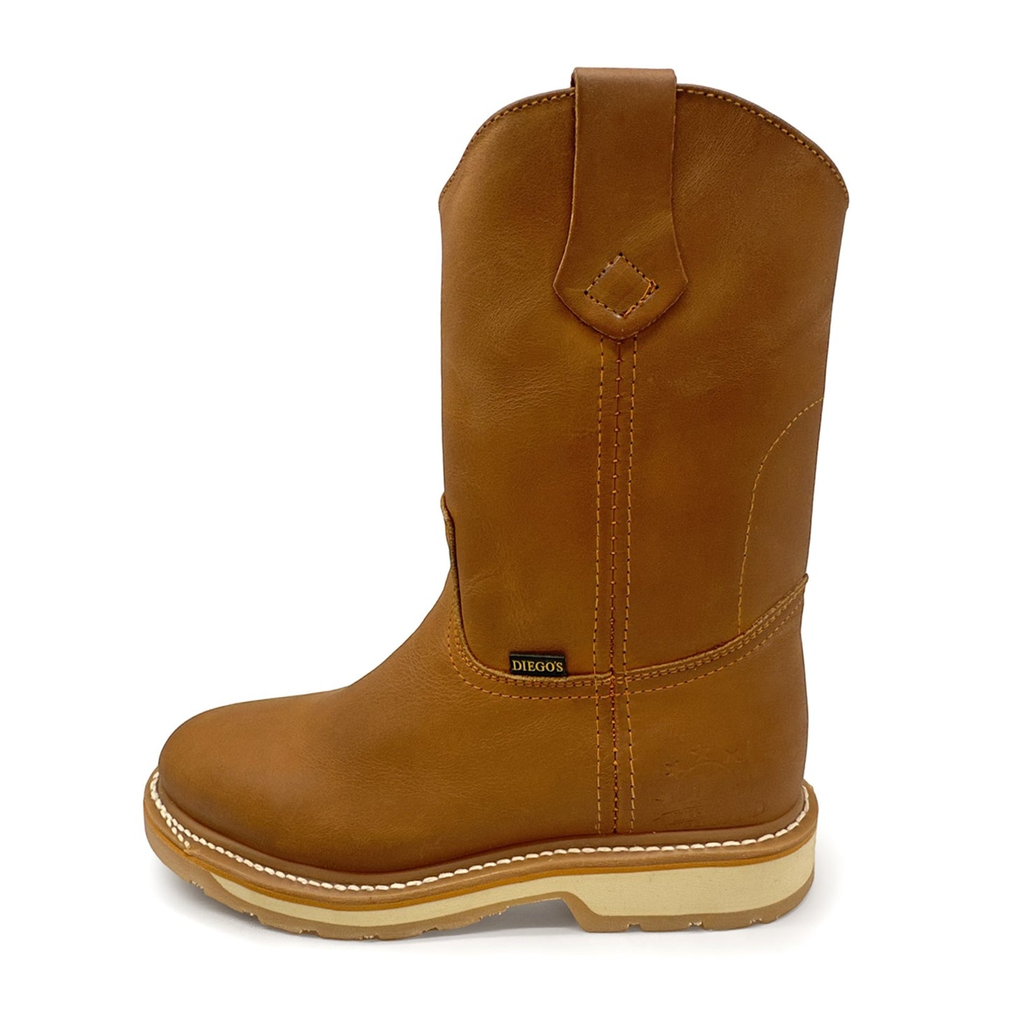 Men's Pull On Leather Mid-Calf Soft Toe Work Boot