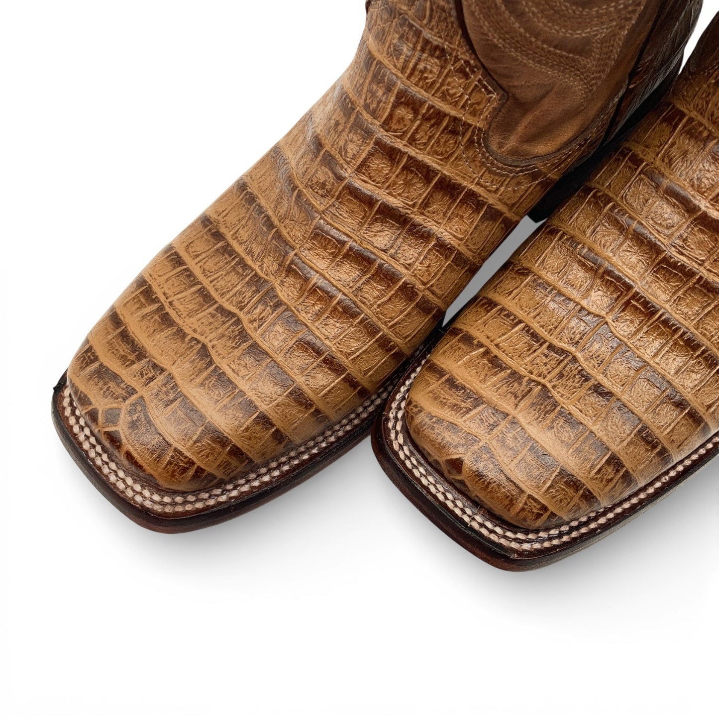 Men's Leather Crocodile Print Midcalf Square Toe Western Cowboy Boot