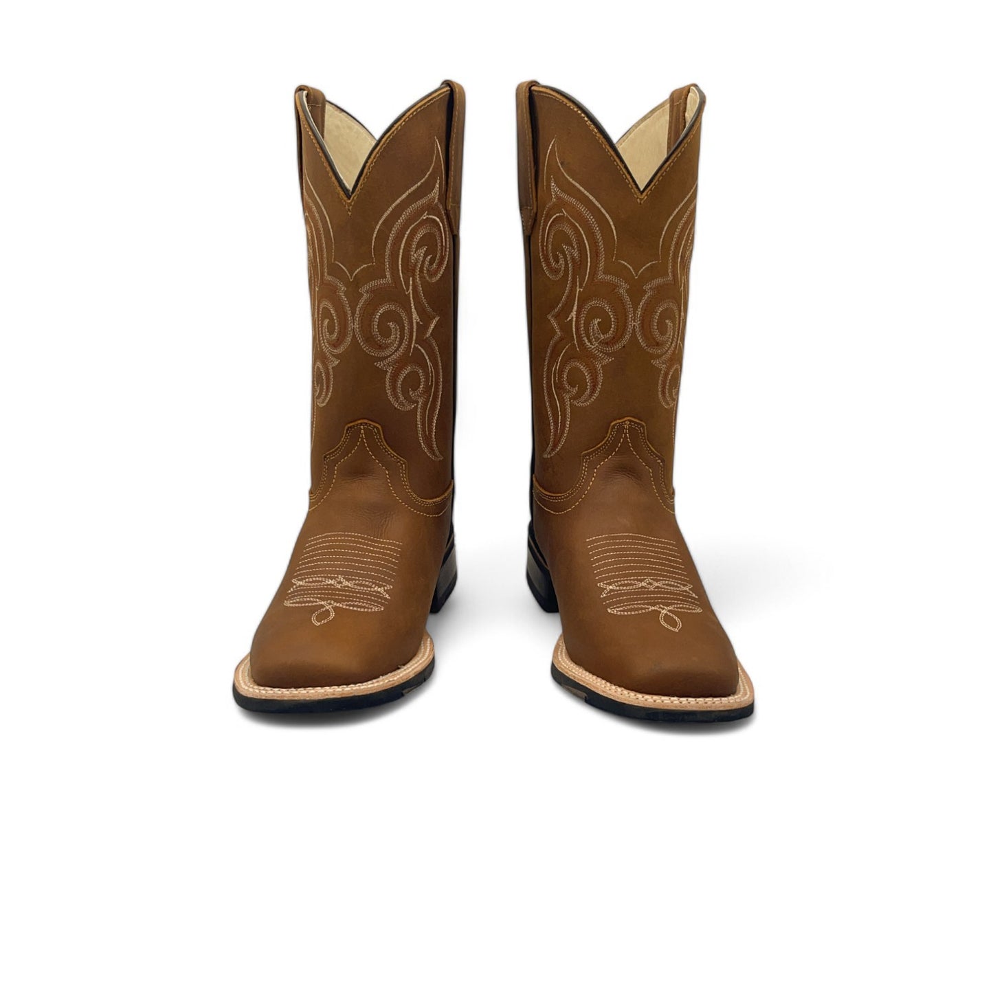 Men's Square Toe Leather Cowboy Boot Midcalf Rubber Sole