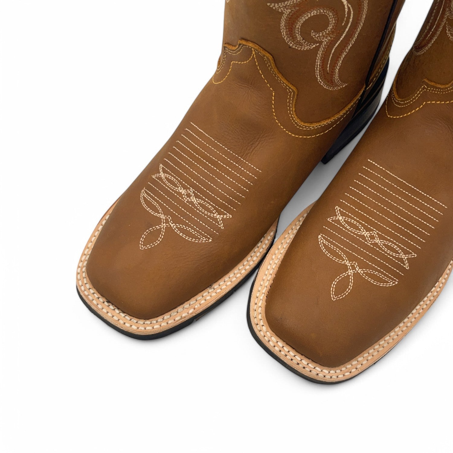 Men's Square Toe Leather Cowboy Boot Midcalf Rubber Sole