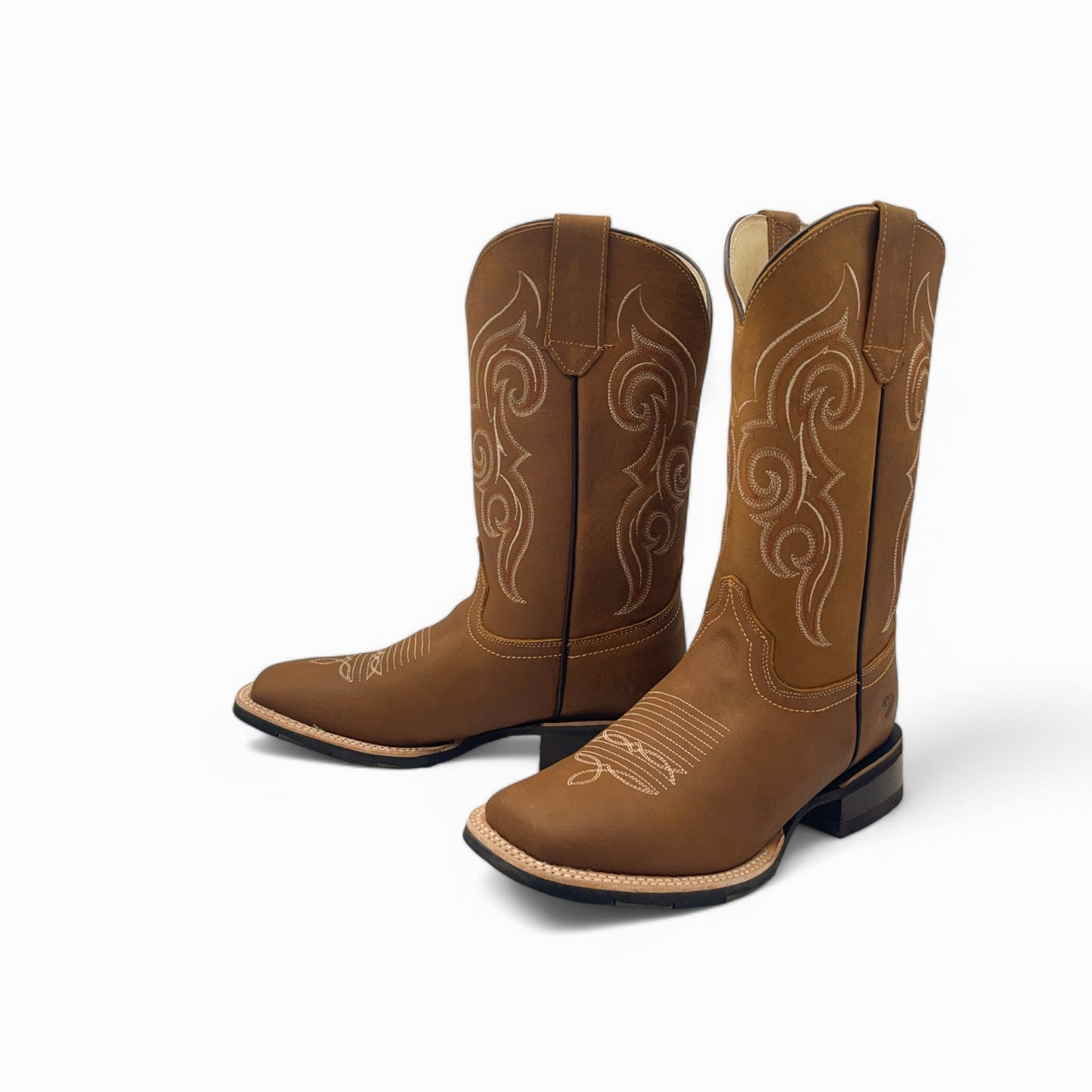 Men's Square Toe Leather Cowboy Boot Midcalf Rubber Sole