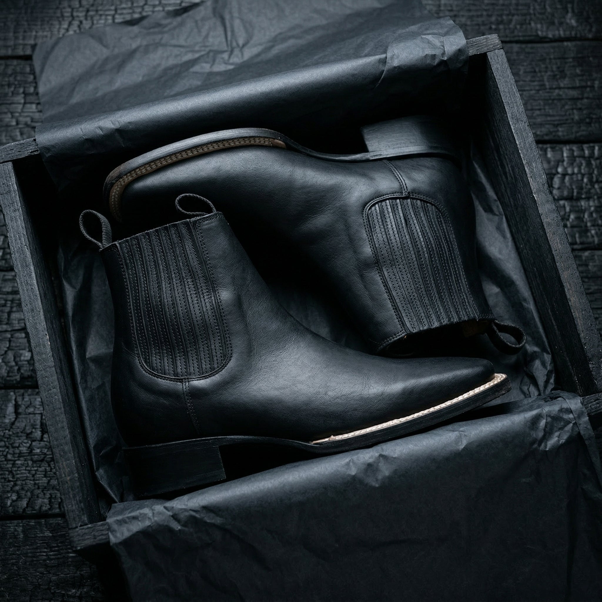 Men's Black Leather Ankle Boot 
