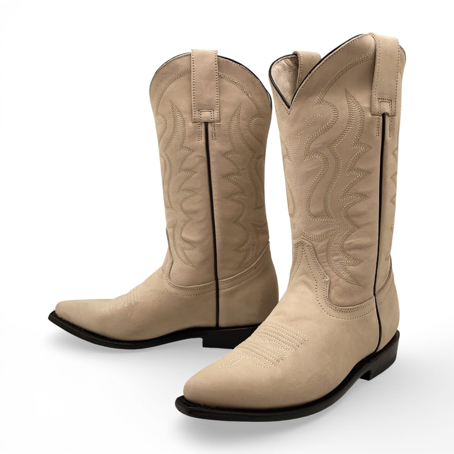 Men's Leather J Toe Cowboy Western Boots, Beige