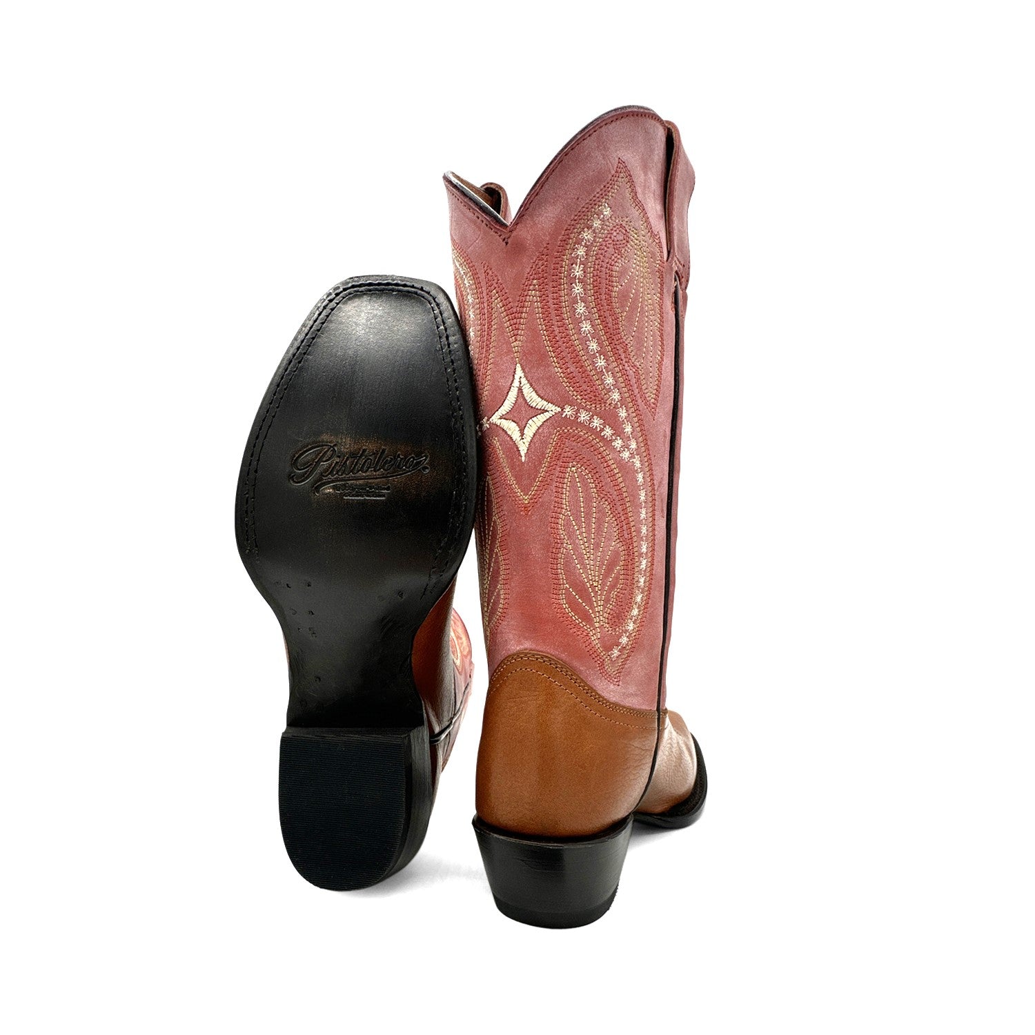 Women’s Genuine Leather Square Toe Pink Cowboy Cowgirl Western Boot