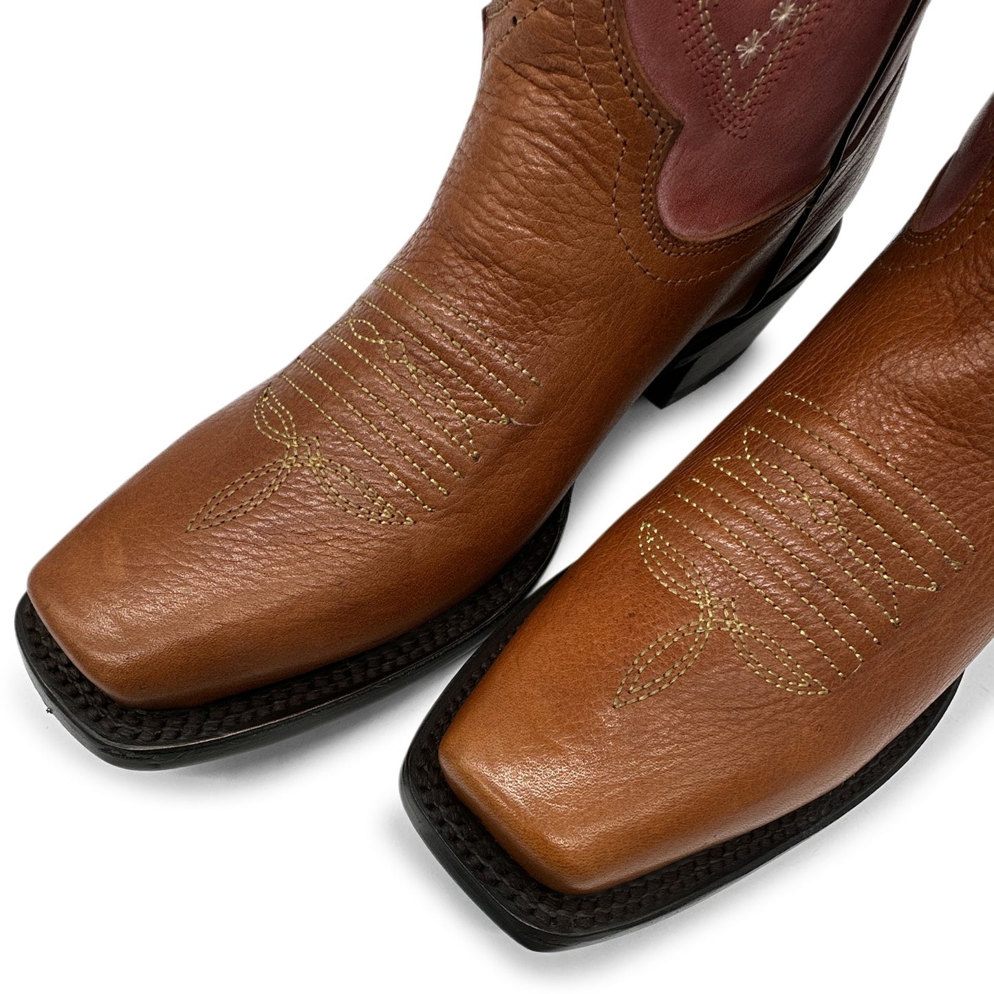 Women’s Genuine Leather Square Toe Pink Cowboy Cowgirl Western Boot