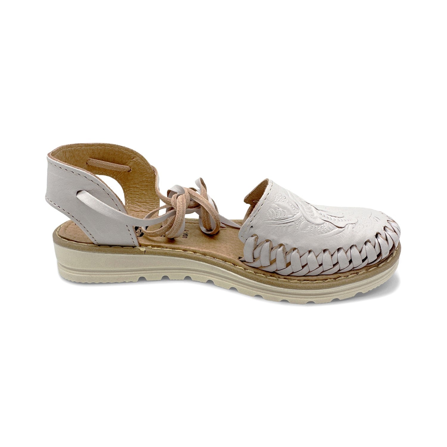 WOMEN’S LACE UP ENGRAVED LEATHER MEXICAN HUARACHE SANDAL
