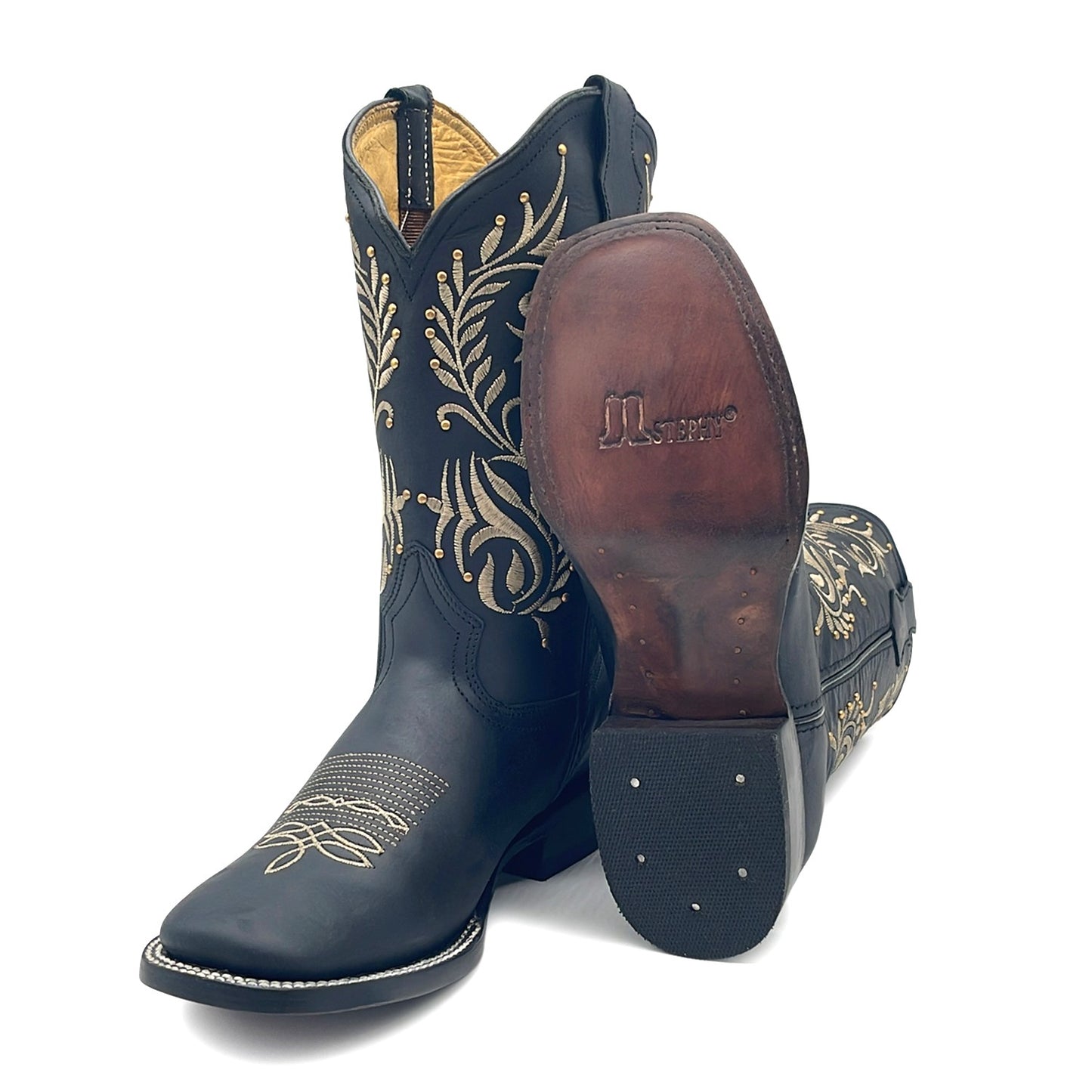 Women's Western Cowboy Boot Square Toe Mid Calf