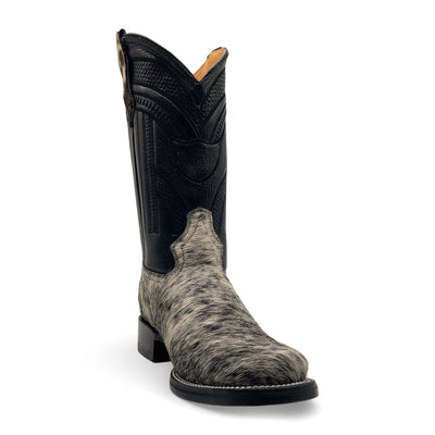 Men’s Leather Midcalf Square Toe Western Boot with Calf Cow Hair