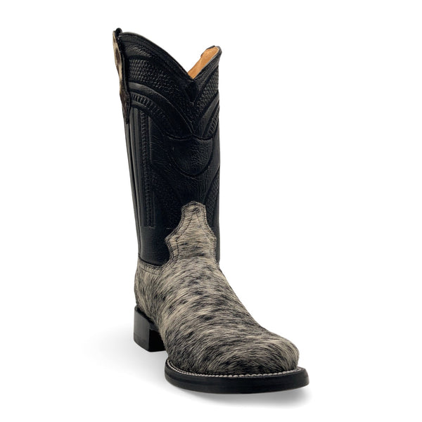 Men’s Leather Midcalf Square Toe Western Boot with Calf Cow Hair