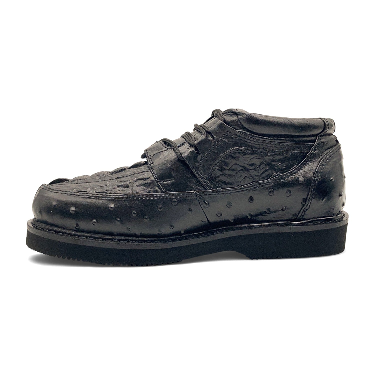 Men's Embossed Crocodile Ostrich Print Leather Lace Up Shoe