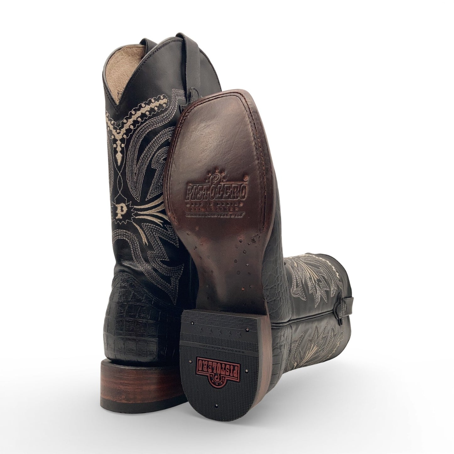 Men's Leather Crocodile Print Midcalf Square Toe Western Cowboy Boot