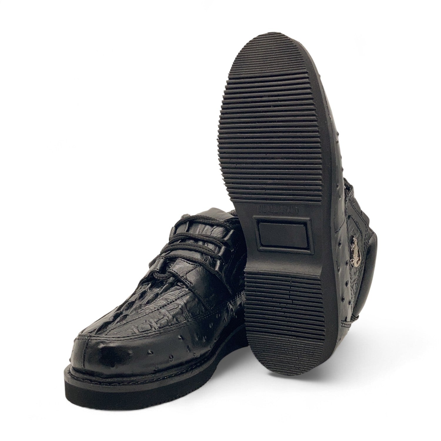 Men's Embossed Crocodile Ostrich Print Leather Lace Up Shoe