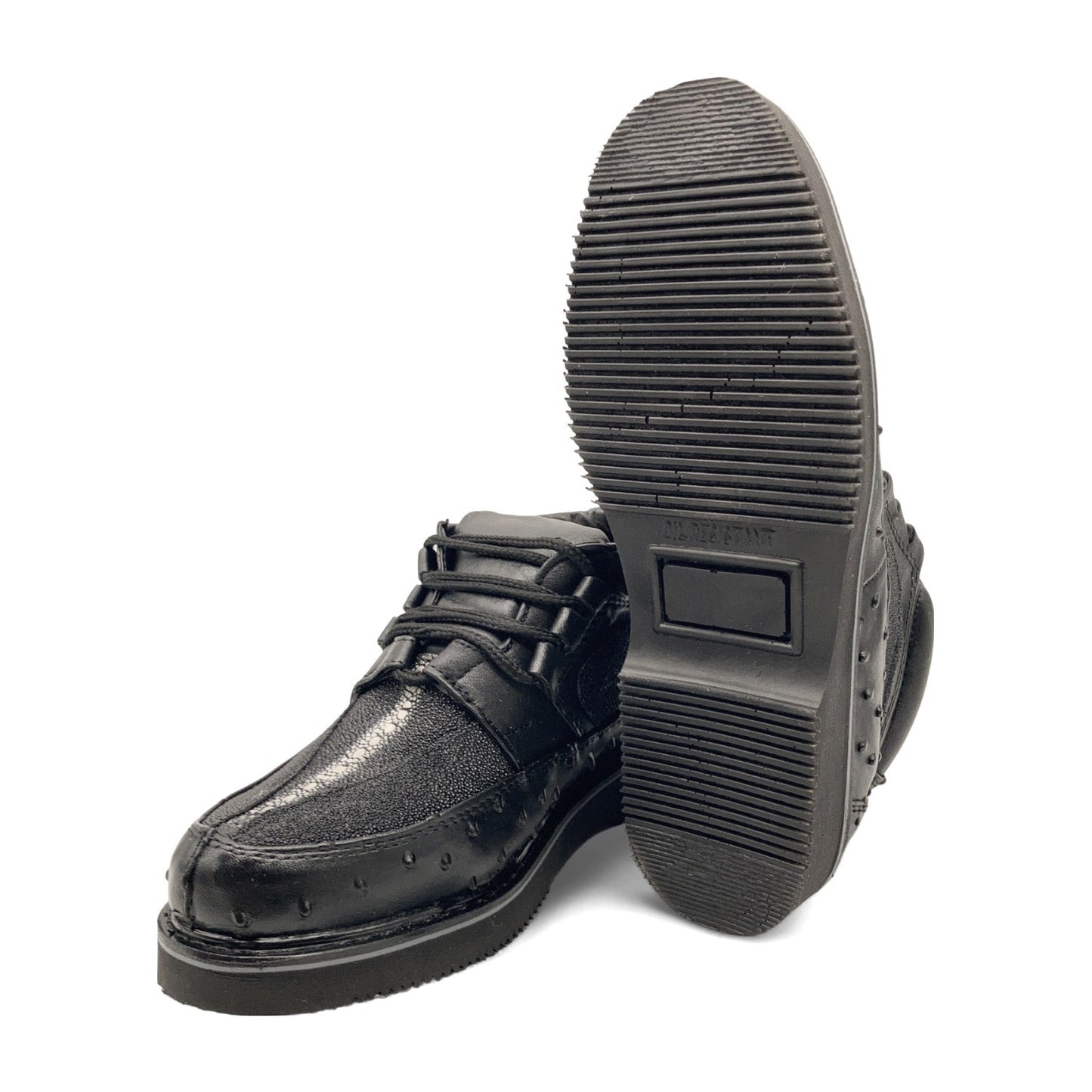 Men's Embossed Ostrich Stingray Print Leather Lace Up Shoe