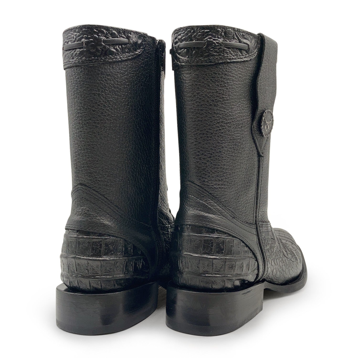 Men’s Caiman Print, Square Toe, Leather Cowboy Boot, with a Full Side Zipper