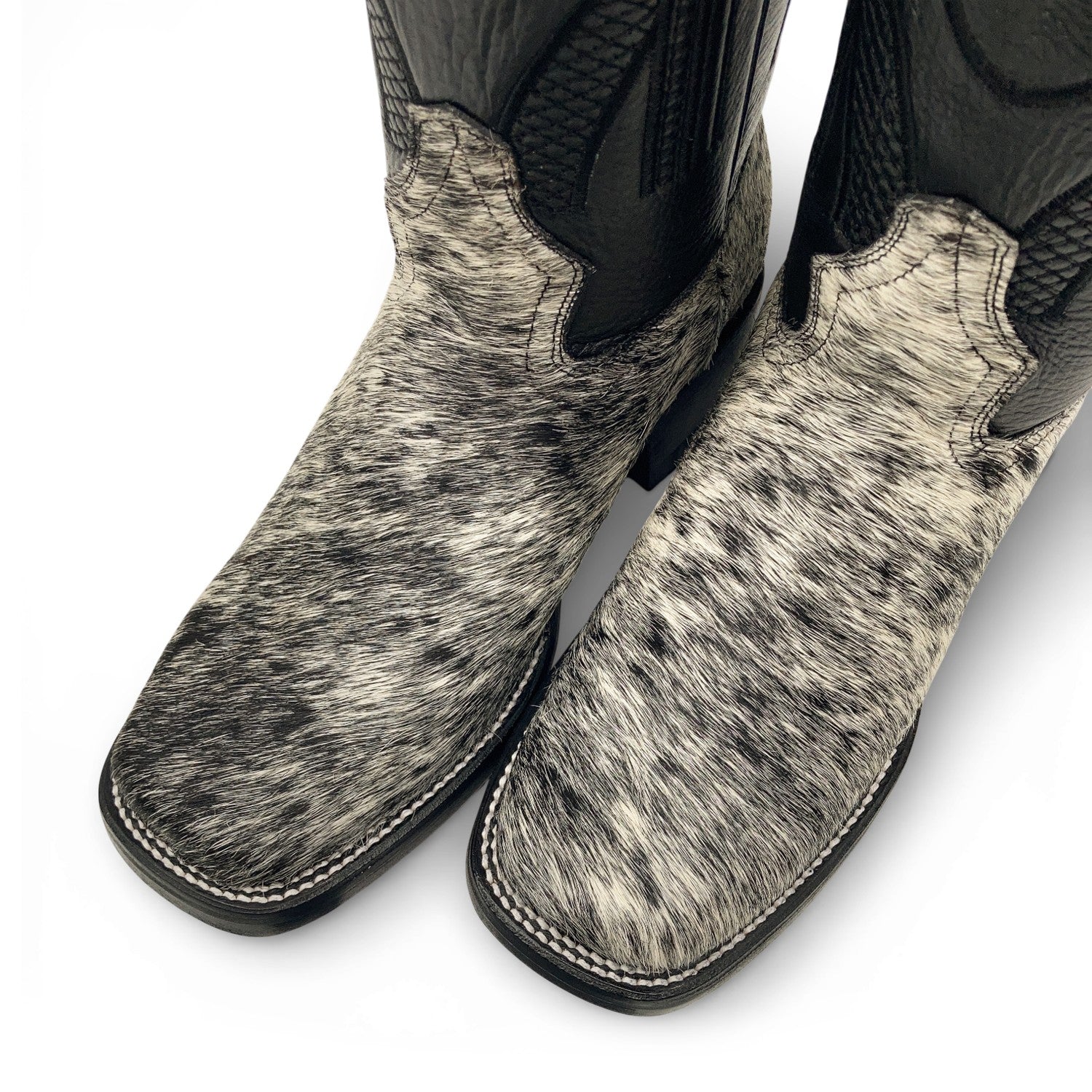 Men’s Leather Midcalf Square Toe Western Boot with Calf Cow Hair