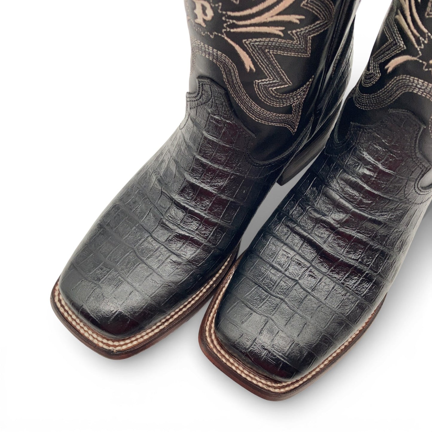 Men's Leather Crocodile Print Midcalf Square Toe Western Cowboy Boot