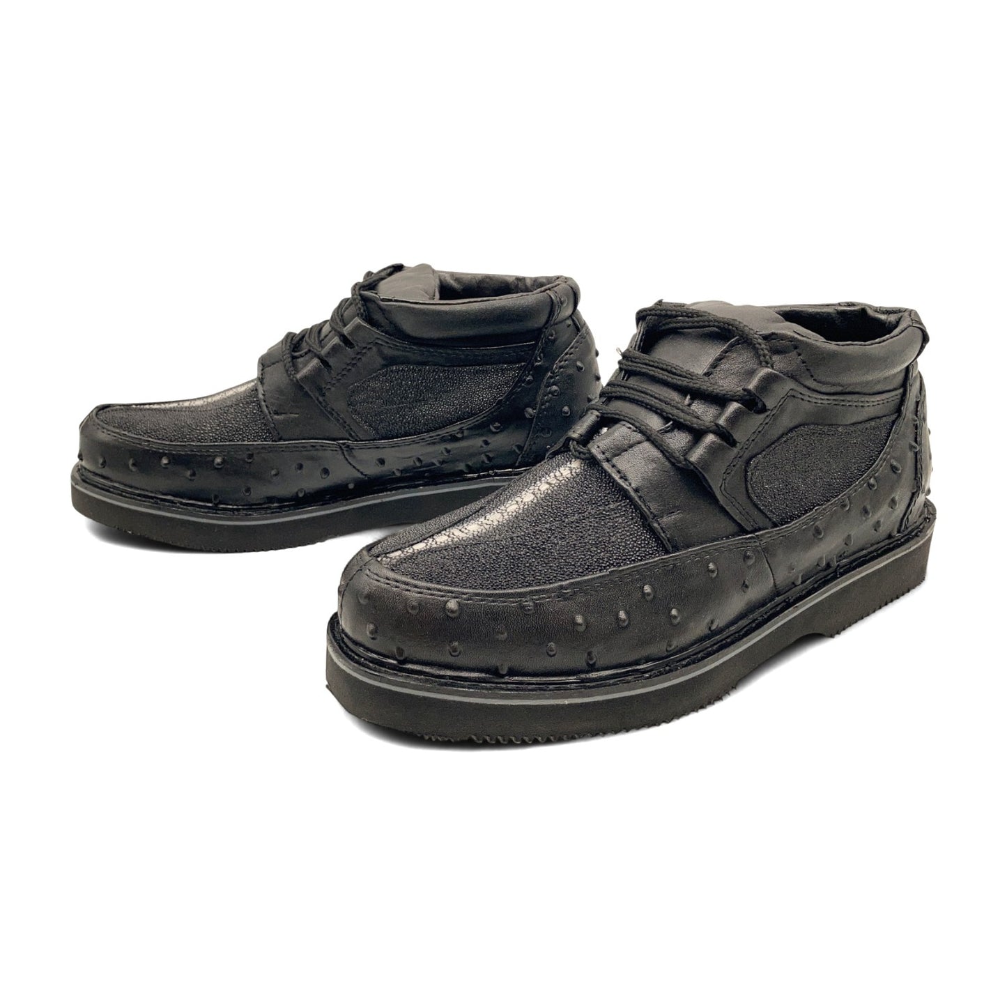 Men's Embossed Ostrich Stingray Print Leather Lace Up Shoe