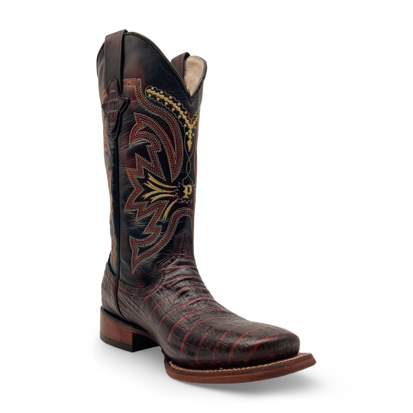 Men's Leather Crocodile Print Midcalf Square Toe Western Cowboy Boot