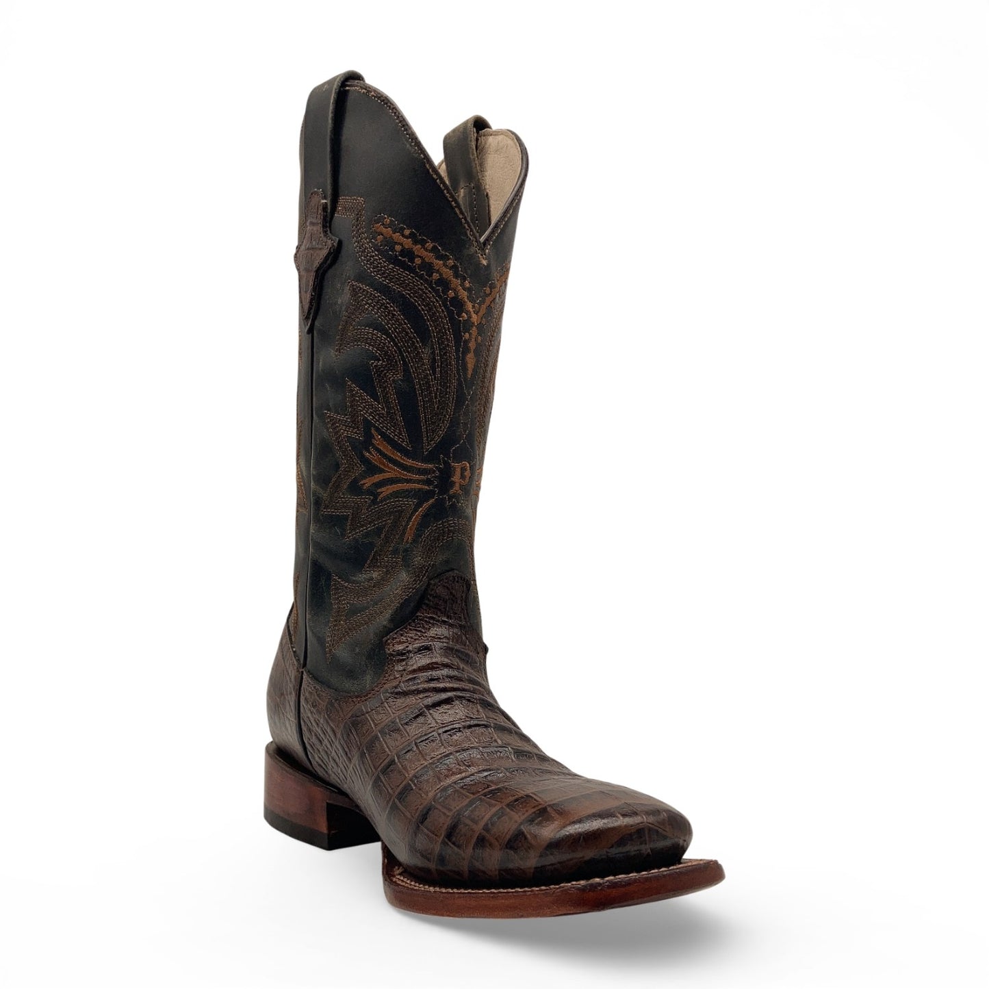 Men's Leather Crocodile Print Midcalf Square Toe Western Cowboy Boot