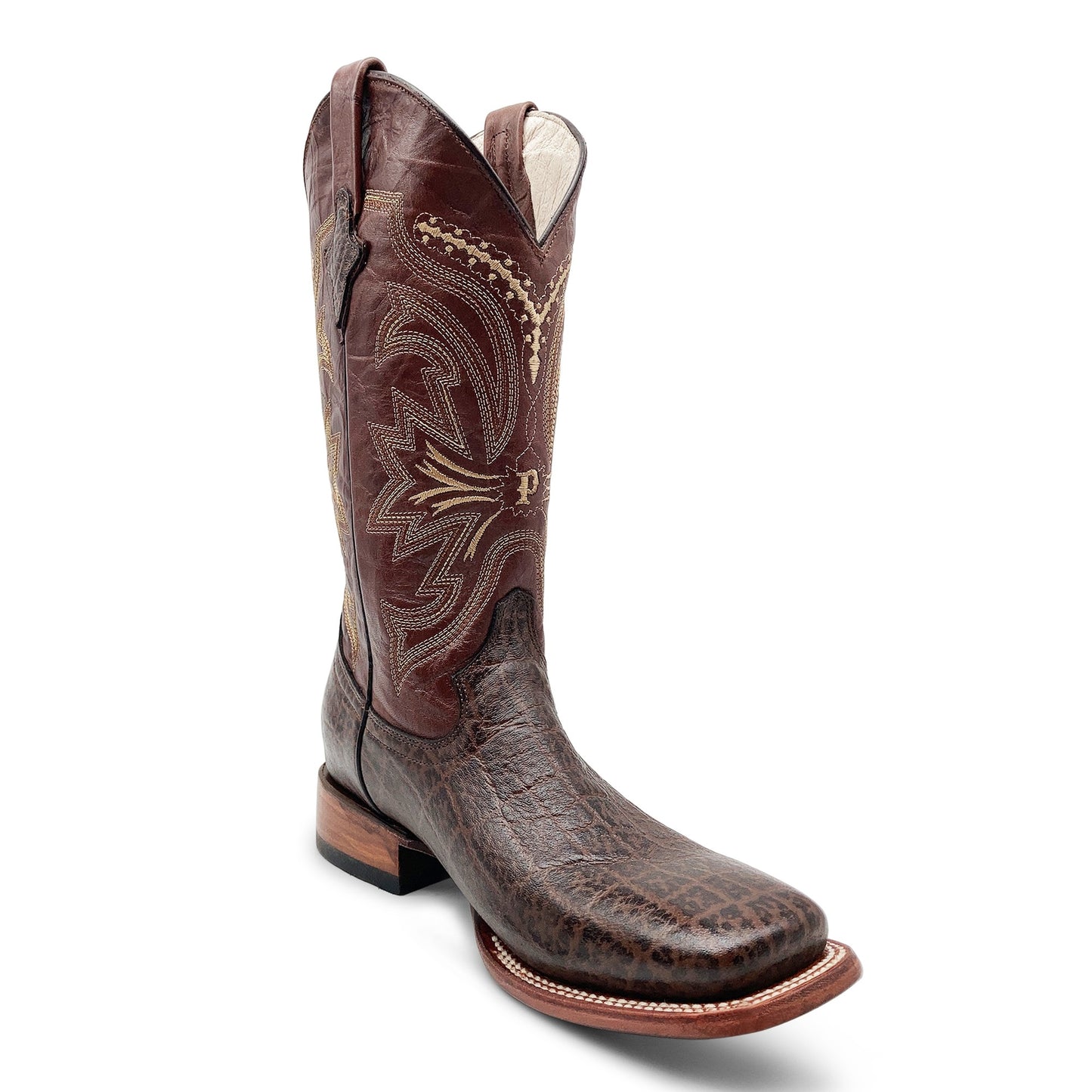 Men’s Elephant Print Western Cowboy Boots Square Toe