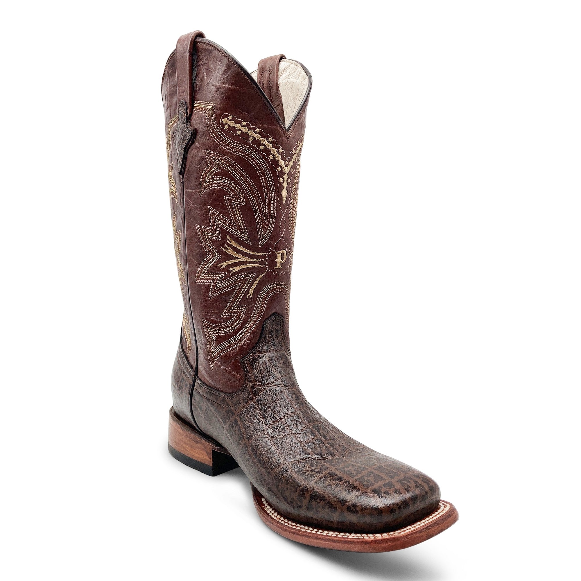 Men’s Elephant Print Western Cowboy Boots Square Toe