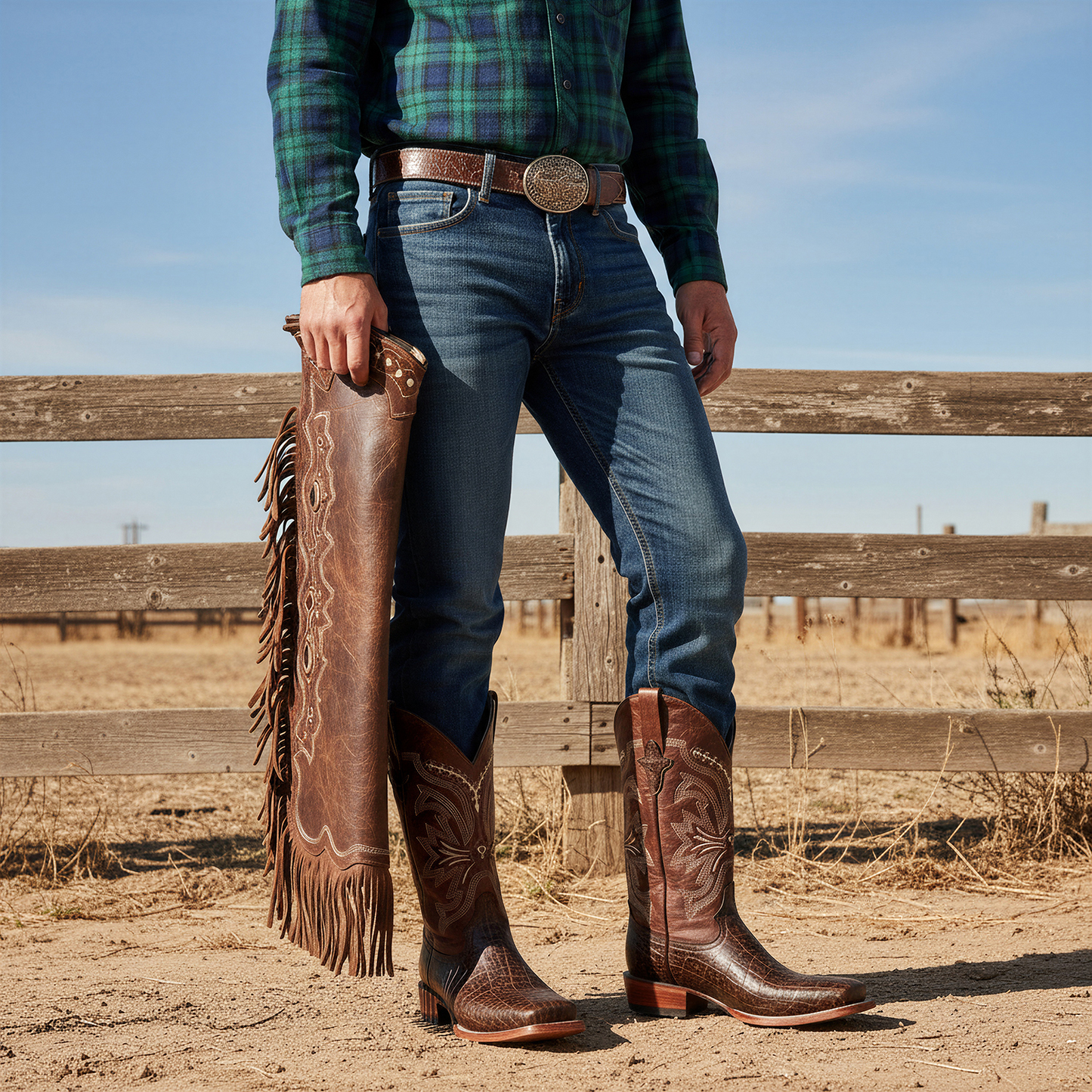 Men’s Elephant Print Western Cowboy Boots Square Toe
