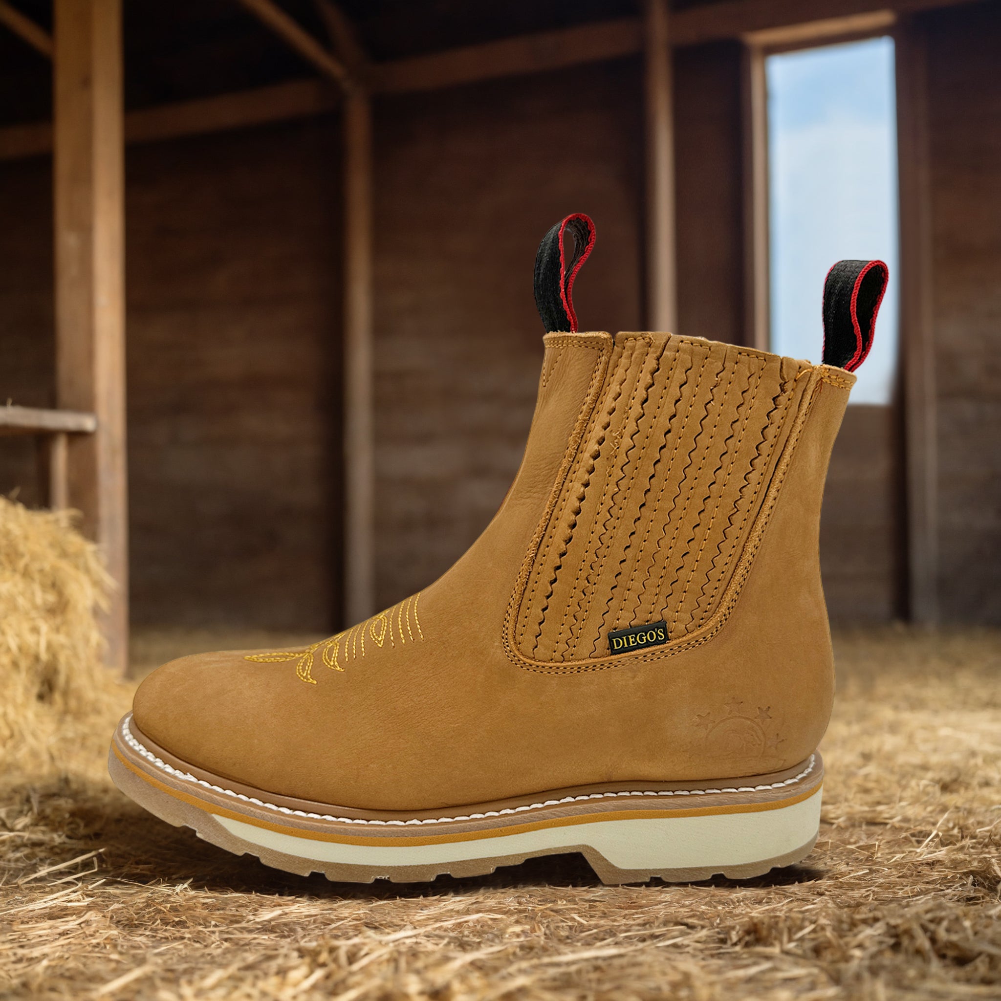 Men's Short Ankle Western Rodeo Cowboy Boot, Men's Leather Soft Toe Work Boot