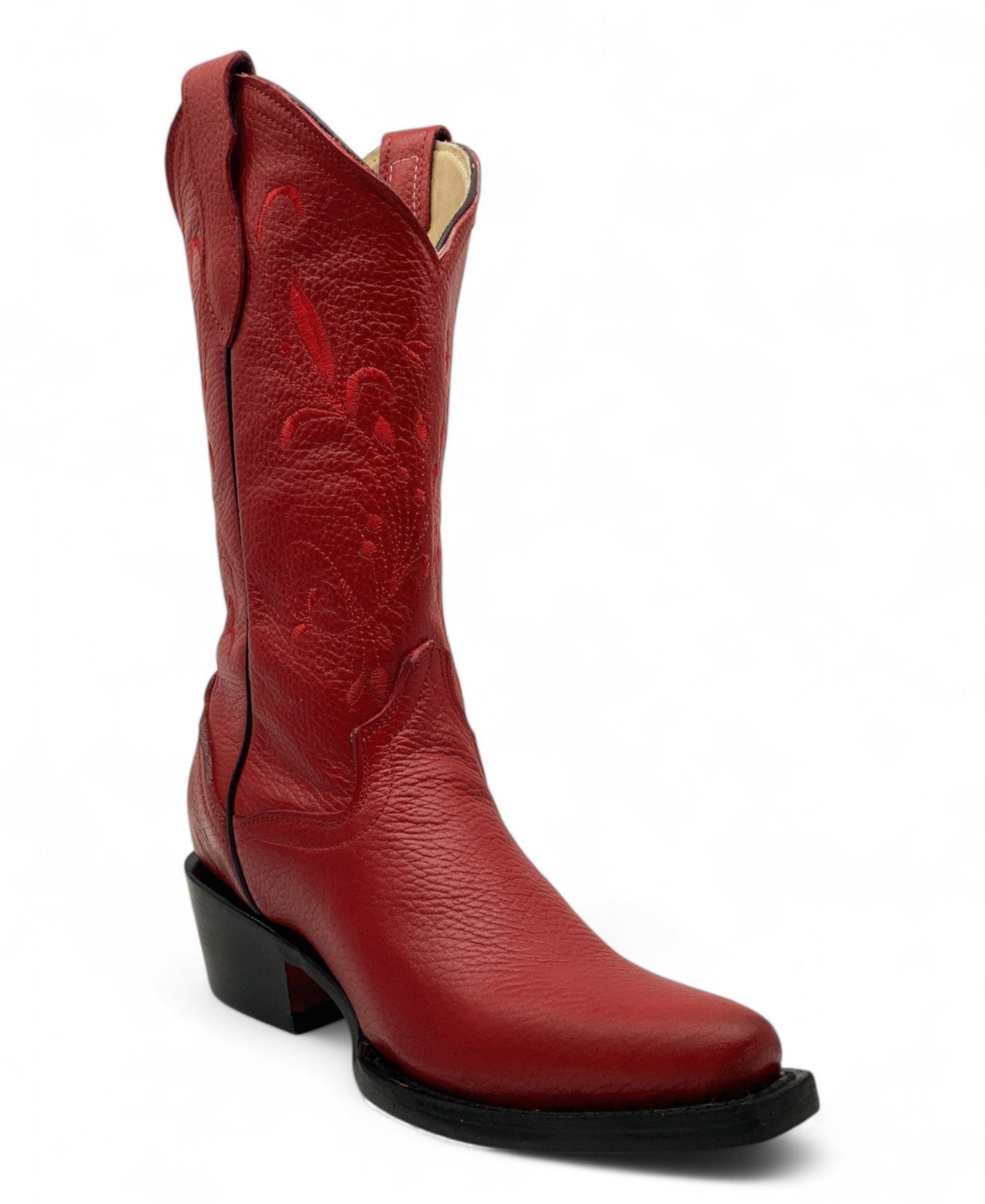 Women’s Genuine Leather Pointed Toe Mid-Calf Western Boots