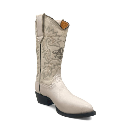 White Leather Men's J Toe Western Cowboy Boot