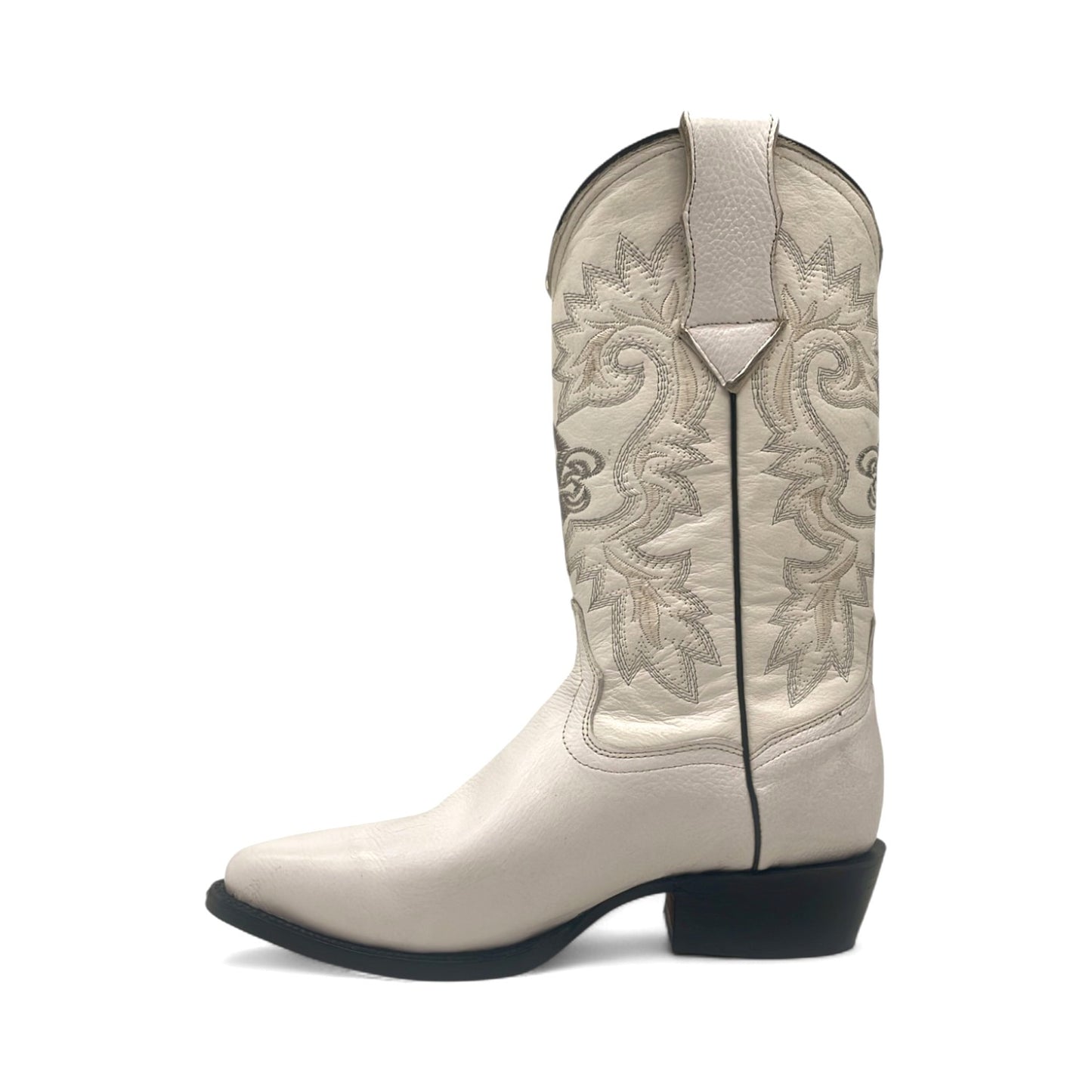 White Leather Men's J Toe Western Cowboy Boot