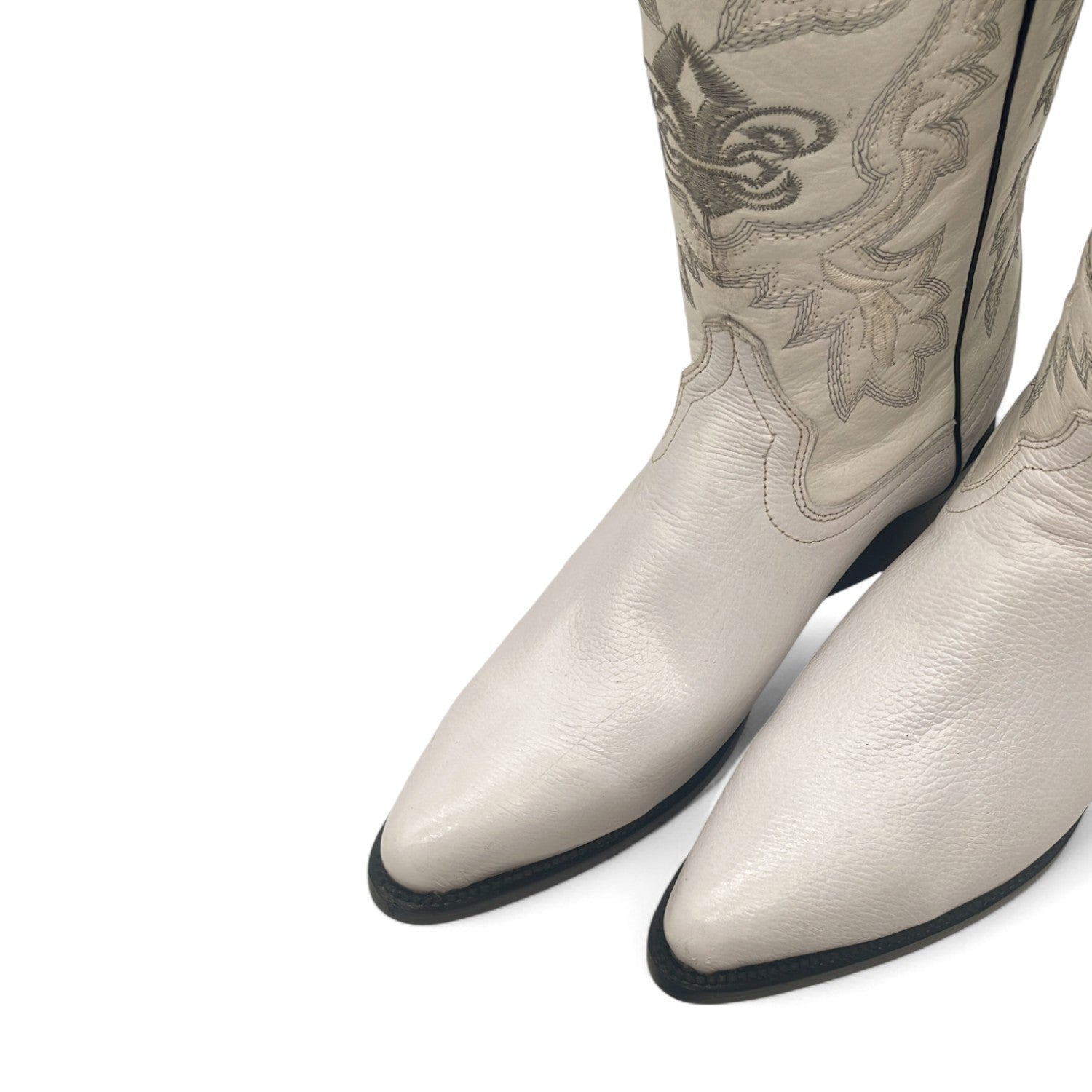 White Leather Men's J Toe Western Cowboy Boot